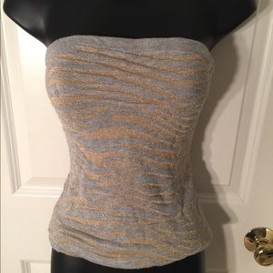 Express gold and silver metallic stretchy tube top